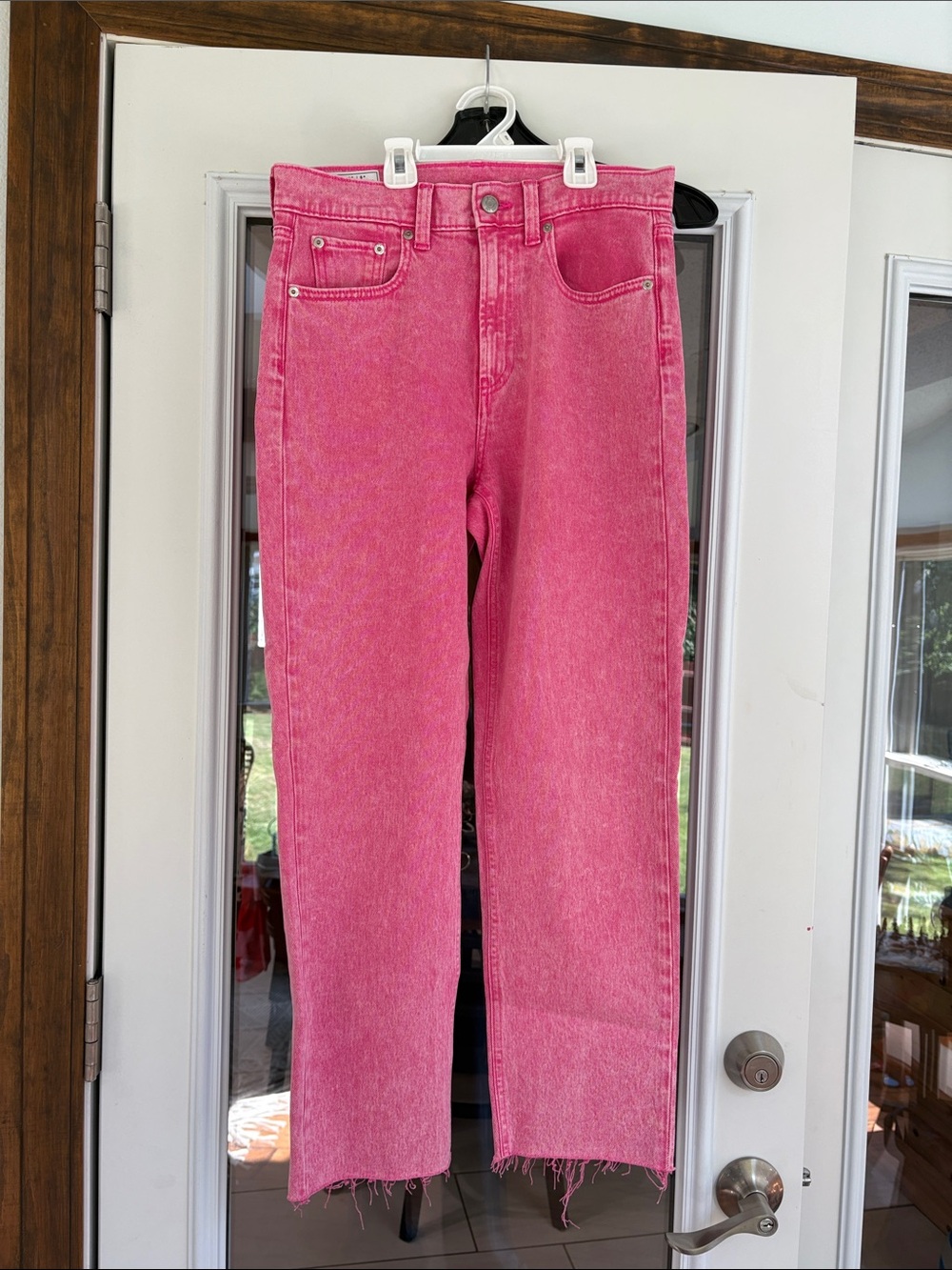 GAP cheeky straight High-Rise Pink Raw-Hem Jeans